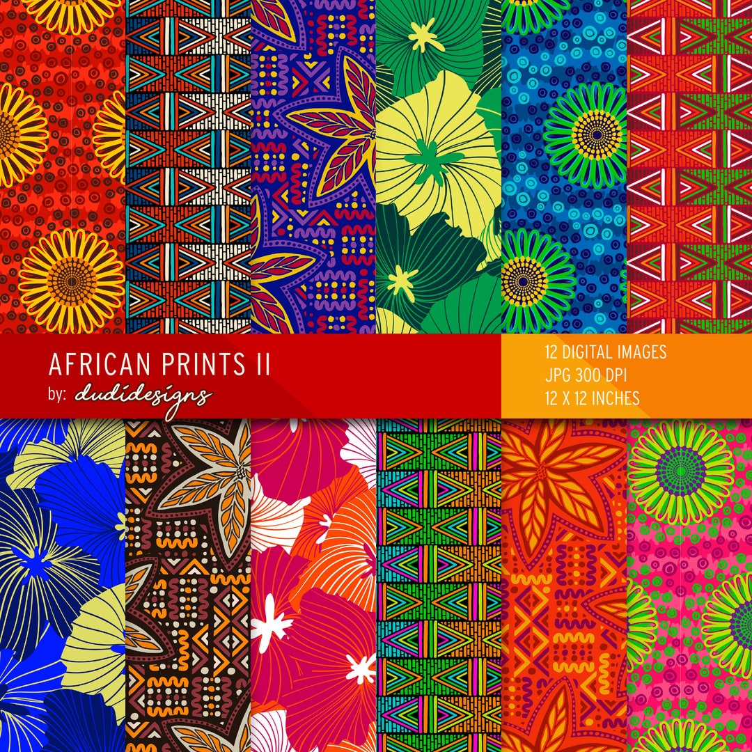 African Print Digital Paper Pack Ankara Patterns digital Download Etsy