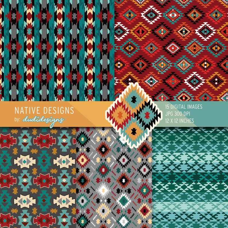 Native Digital Paper Pack, Aztec Tribal Patterns (15 JPG Files) - Etsy