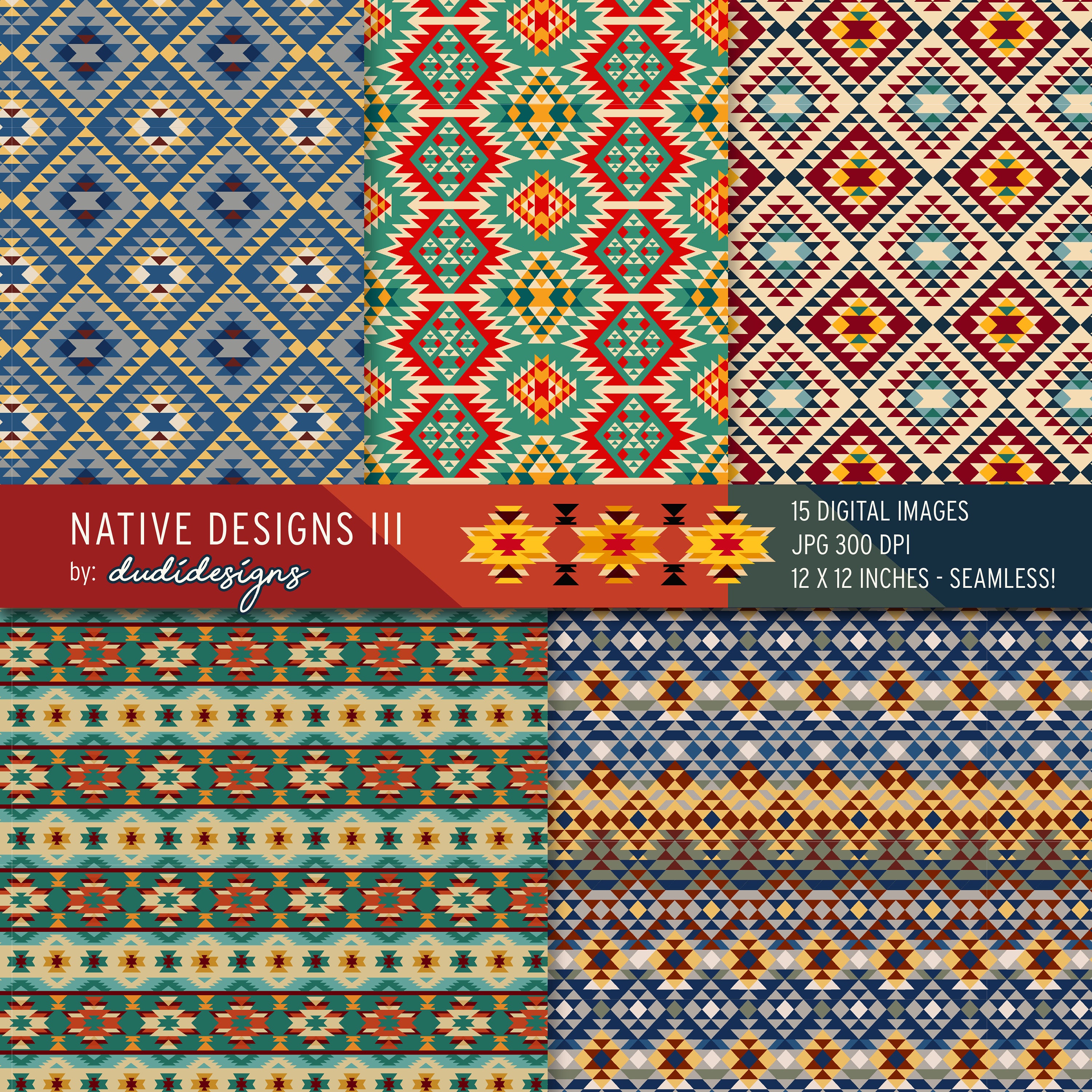 Tribal Aztec Digital Paper Pack, Seamless Patterns (digital Download ...