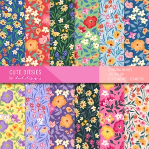 Liberty Style Seamless Floral Digital Paper, tessuto, album, carte stampabili, sfondi, quilting, download immediato. Uso commerciale.