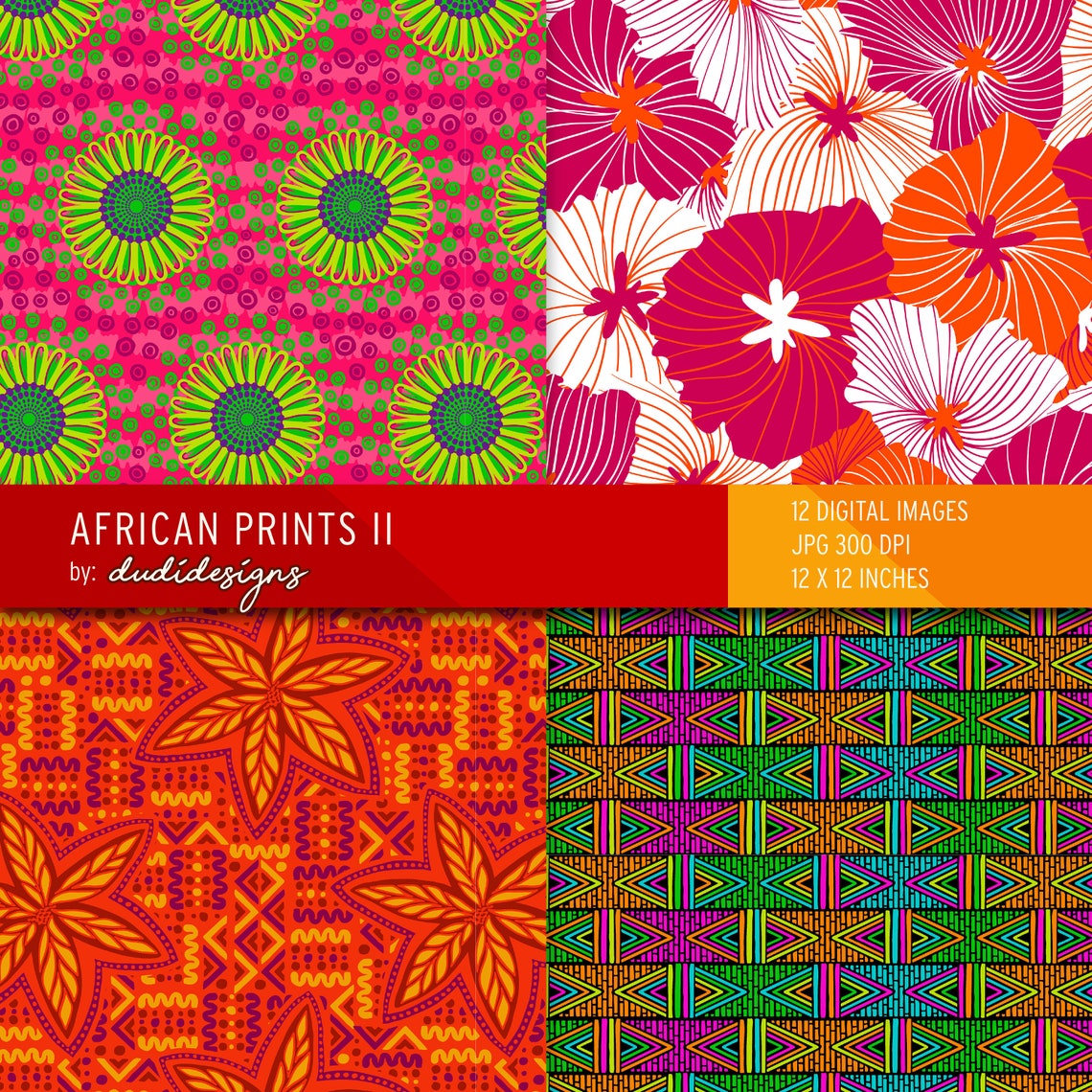 African Print Digital Paper Pack Ankara Patterns digital Download Etsy