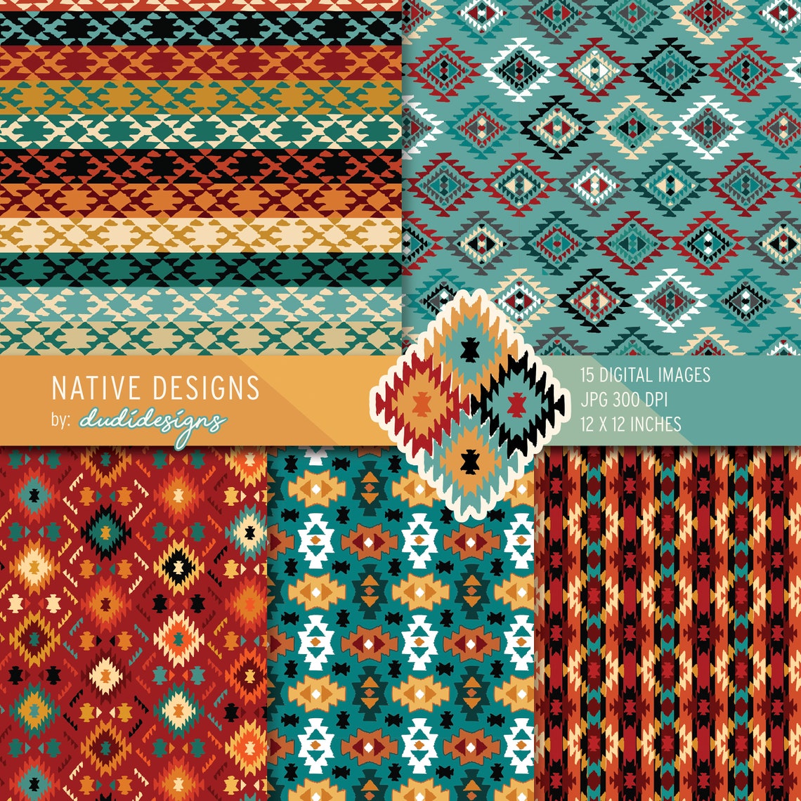 Native Digital Paper Pack Part 1. Scrapbooking Pages, Background ...