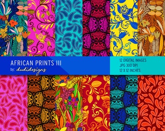 African Print Digital Paper Pack: Ankara Patterns, Scrapbooking (Digital Download)