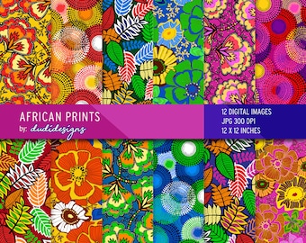 African Print Seamless Digital Paper Pack. Scrapbooking pages, background, Ankara pattern, Native, Kwanzaa, Juneteenth