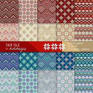 Pacchetto di carta digitale Fair Isle: modelli di maglia nordica (download digitale)