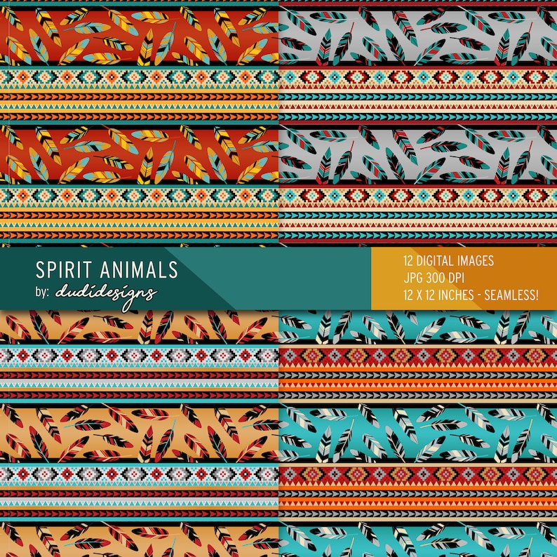 Native Spirit Animals Paper Pack. Scrapbooking Pages, Background ...