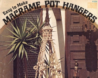 Vintage Macrame Pot Hangers PDF Book • 1970s Macramé Plant Hanger • Easy Beginner Macramé Pattern Booklet • 70s Plant Holder • Book Download