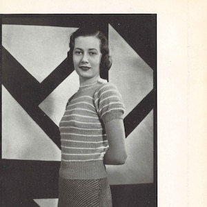Eleanor Sweater • 1930s Sweater Jumper Top Blouse Pattern • Vintage Knitting Patterns • Retro Corticelli Digital PDF