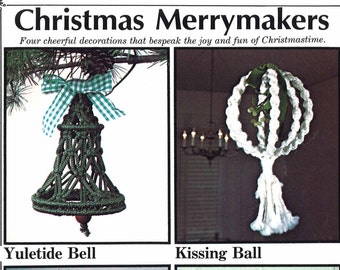 Vintage Navidad Macrame Bell Santa • 1970s St. Nick Bells Patrones Libro de patrones de Navidad • 70s Navidad Vintage Macramé Digital Descargar PDF