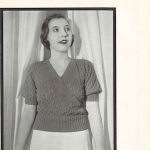 Five O&#39;Clock Surplice Sweater • 1930s Sweater Jumper Top Blouse Pattern • Vintage Knitting Patterns • Retro Corticelli Digital PDF