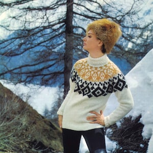 Diamond Days • 1960s Sweater Pullover Patterns • Vintage Fair Isle Jumper Ski Skiing Knitting Pattern • Retro Brunswick 657 Knit PDF