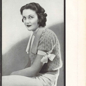 Estelle Sweater • 1930s Sweater Jumper Top Blouse Pattern • Vintage Knitting Patterns • Retro Corticelli Digital PDF