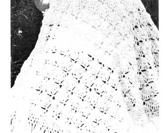 1970s Shawl Crochet Pattern PDF • Vintage Wedding Crochet, Shell Stitch, Fringed Triangle Wrap • 1978