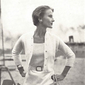 Bridal Twinset • 1950s Crochet Wedding Bolero Cardigan Sweater Top & Blouse • 50s Vintage Vogue Pattern • 1954 Retro Women's Digital PDF