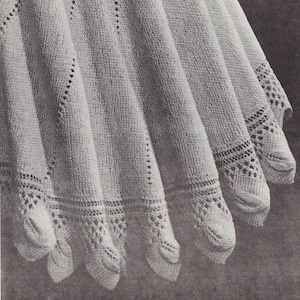 Circular Leaf Shawl • 1950s Knit Christening Baptism Afghan Pattern • Vintage 50s Knitting Blanket • Instant Download PDF