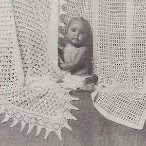 Dot & Dot • 1950s Knit Crochet Christening Baptism Shawl Pattern • Vintage 50s Knitting Crocheting Blanket • Instant Download Digital PDF