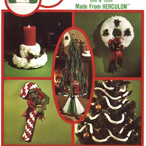 Vintage Christmas Macrame Pattern PDF • Easy 1970s Macrame Xmas Tree Wreath Patterns  • Macramé Candle Candy Cane Pattern Book • 70s Vintage