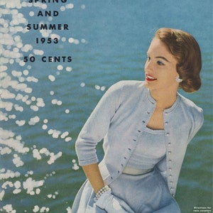 Seaside Set • 1950s Knitting Twinset Twin Woman Cardigan Sweater Top Pearls Patterns • 50s Vintage Pattern • Retro Women&#39;s Knit Digital PDF