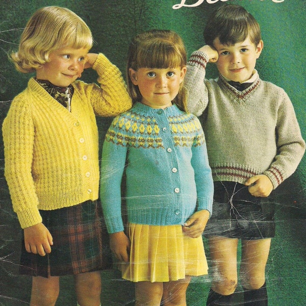 Pulls intelligents • Modèle de pull pour enfants des années 1950 • Pull à tricoter vintage des années 50 pour enfants Modèles pour enfants • Patons Beehive • Fichier PDF numérique
