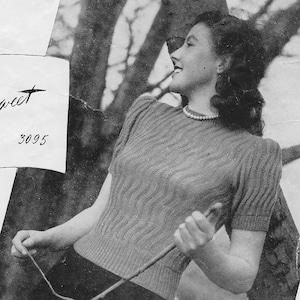 Meadowsweet Sweater • 1940s Knitting Knit Pullover Jumper • 40s Sun-Glo 79 Vintage Pattern • Retro Women&#39;s Digital PDF