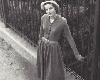 Vestido Beverly • Vestido de punto de manga larga de los años 40 • Patrón vintage de los años 40 • PDF digital de punto retro para mujer