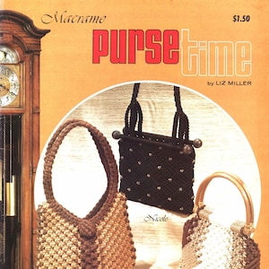 Macramé Purse Time • 1970s Macrame Bead Bag Tote • Beaded Purses Instruction Pattern Book • 70s Vintage Books • Retro PDF