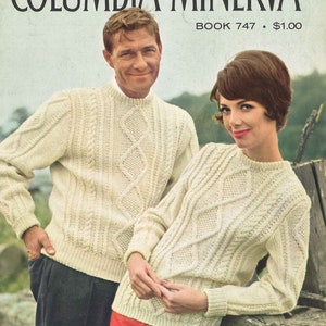 Aran Isle 1960s Pullover Sweater Patterns 60s Vintage Ribbed and Cabled ...