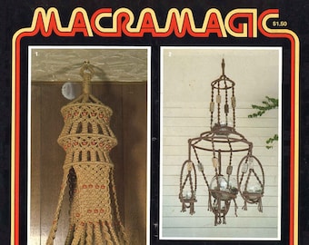 Libro de patrones de macramé vintage en PDF • Colgador de plantas, arte de pared, búho, pantalla de lámpara
