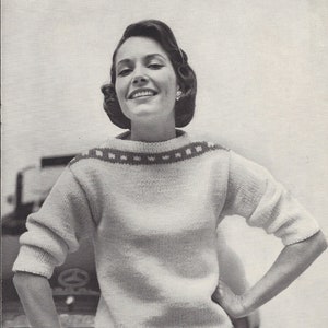 Montauk Meridian • 1950s Pullover Sweater Pattern • 50s Vintage Jumper Knitting Patterns • Retro Columbia Minerva 731 PDF