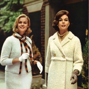 Diana Coat • 1960s Sweater Cardigan Coat Shift Sheath Dress Patterns • 60s Vintage Knitting Pattern • Retro Knit PDF