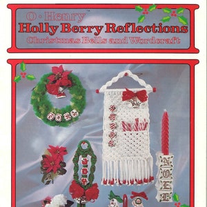 Christmas Macrame Pattern Holly Berry • Easy 1970s Macrame Xmas Hanging Wreath • Macramé Candle Candy Cane Pattern Book • 70s Vintage PDF