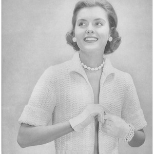 Mila Jacket • 1950s Quick + Easy Knit Coat Jacket Blazer Pattern • Vintage 50s Bulky Knitting Cardigan Patterns • Instant Download PDF File