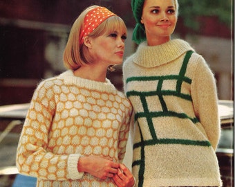 Honig & Zweige • 1960er Jahre Pullover Strickanleitung • 60er Jahre Vintage Strickanleitung • Retro Strick PDF
