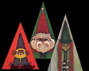 Macramé Forms • 1970s Macrame Santa Witch Fish Clown • Xmas Christmas Pattern Book • 70s Vintage Pot Hanger Owl Owls Knotwork • Retro PDF