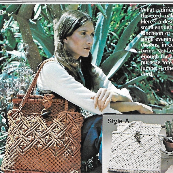 Phoenix Purse • 1970s Macrame Bags Design Handbag Designs Purse Patterns • Bag How To Instruction Pattern Book 70s Vintage  • Retro PDF