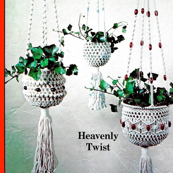 Macrame Plant Hanger Pattern • 1970s Macrame Pot Hanger • Boho White Macrame Pattern Booklet • 70s Macrame Plant Hanger Macrame Download PDF