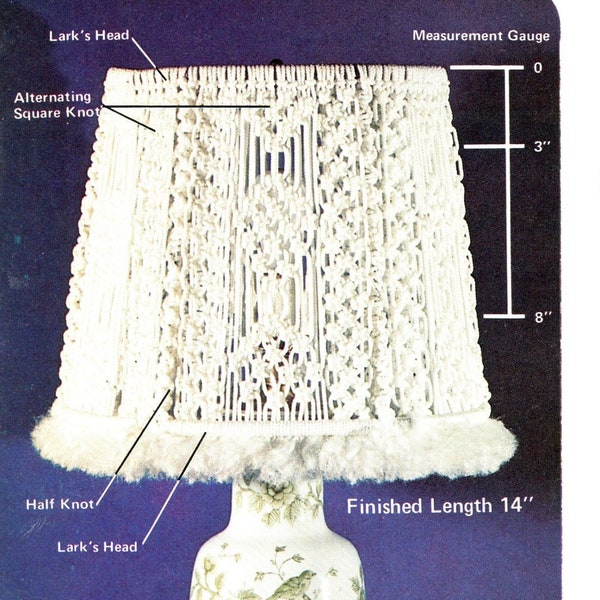 Evening Star • 1970s Macramé White Lamp Shade • How To Instruction Pattern Book • 70s Vintage Plant Hanger • Retro Book PDF