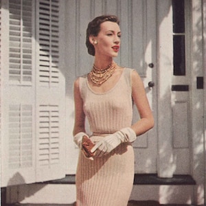 Spritzer de champán • Vestido de punto de los años 50 Compromiso Boda Vestido de novia • Patrón de moda vintage de los años 50 • PDF digital de punto retro para mujer