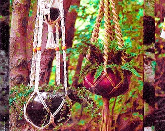 Vintage Macrame Plant Hanger Pattern Book PDF • 1970s Macrame Pot Hanger Bead Easy Beginner Macrame Elegance Pattern Instant Download eBook
