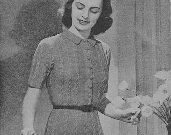 Vestido Salute • Vestido camisero de punto de los años 40 • Patrón vintage estilo años 40 • PDF digital retro para mujer