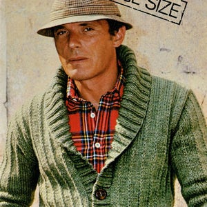 Hunter Jacket • 1970s Knitting Men&#39;s Sweater Coat Pattern • Vintage 70s Jumper Patterns • Retro Yarns • Instant Download pdf