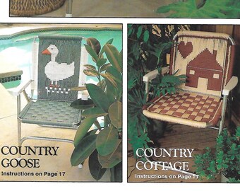 Country Home macraméstoelen • bloem bloemen jaren 1970 macramé terrasgazonstoel opklapbaar meubilair thuis patroonboek boekje jaren 70 vintage pdf