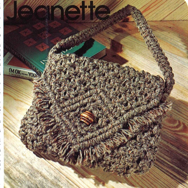 Jeanette • 1970s Macrame Bags Design Handbag Designs Purse Patterns • Bag Purses Instruction Pattern Book 70s Vintage  • Retro PDF