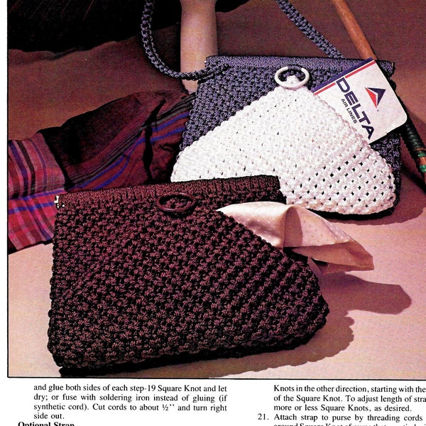 Macrame Purses • 1970s Macrame Patterns Bags Design Handbag Clutch Designs Bag Case • Pattern Book 70s Vintage • Digital Download PDF