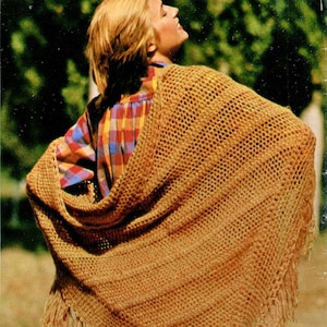 Mellow Shawl • 1970s Crochet Cape Wrap Pattern • Vintage 70s Crocheting Wedding Stole Patterns • Retro Yarns • Instant Download
