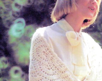 1970s Shawl Crochet Pattern PDF • Vintage Crochet, Wave, Boho, Triangle Wrap, Sport Yarn • 1976