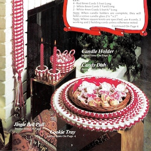 Christmas Macrame • Easy 1980s Macrame Xmas Tree Ornaments Wreath Patterns • Macrame Star Candle Candy Cane Pattern Book • 80s Vintage PDF