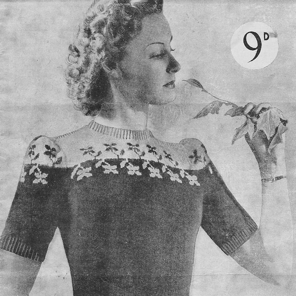 Flower Sweater • 1940s Knitting Knit Fair Isle Jumper Top Blouse Shirt • 40s Bestway 78 Vintage Pattern • Retro Women's Digital PDF