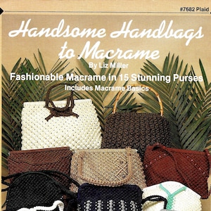 Libro de patrones de bolso de macramé • Bolsos de macramé de los años 70 Bolso de mano Cinturón • Instrucciones Tutorial de macramé Libro de patrones Descarga en PDF • Vintage de los años 70