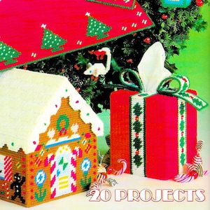 ヴィンテージ プラスチック キャンバス パターン ブック PDF • クリスマス プラスチック キャンバス パターン • クリスマス ティッシュ ボックス パターン ジンジャーブレッド ハウス オーナメント ギフト ノエル